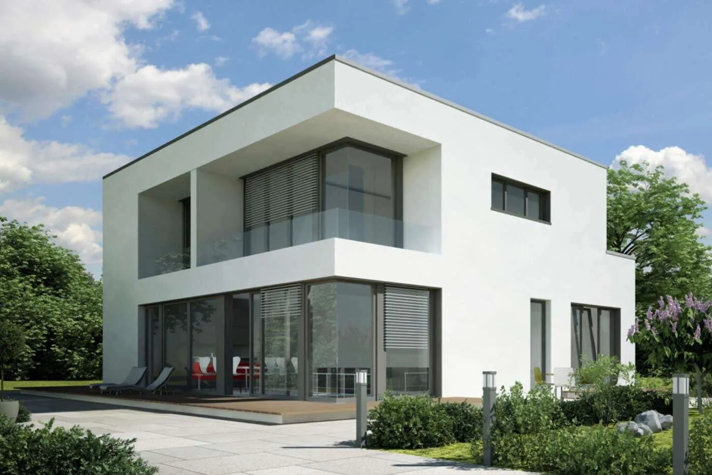 Haus Kubus weiss geputzt