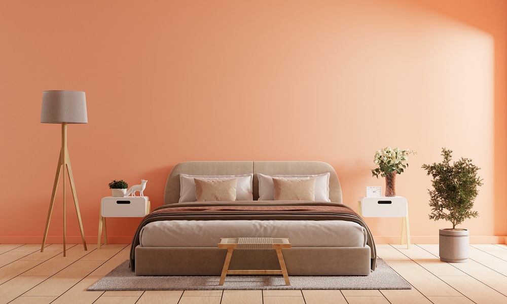Ein Schlafzimmer mit Pastellfarbe 