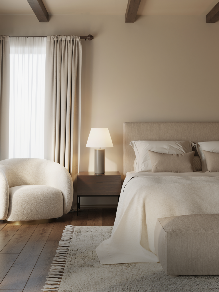 Ein gemütlich eingerichtetes Schlafzimmer