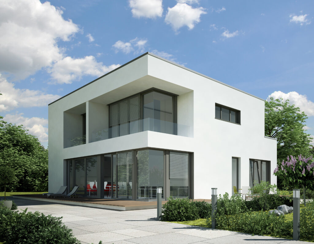 Haus Kubus weiss geputzt